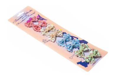 Бантик-заколка (V.I.Pet) 151010 Комильфо, 3,5 см (8шт) 