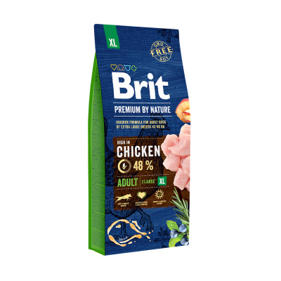 Brit Premium by Nature Dog Adult XL 3кг курица и рис сухой для гигантских пород 1-7 лет собак (526512)