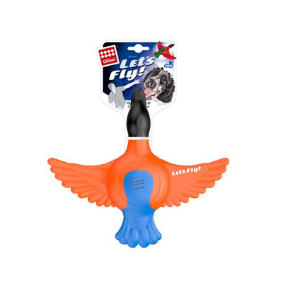 Игрушка Гигви 75427 Lets fly Утка с пищалкой, оранжево-синяя д/собак
