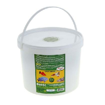 Аква Меню Фитос хлопья с растительными добавками для аквариумных рыб, ведро 11л / 2,0кг