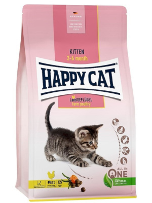 Happy Cat Kitten 1,3кг домашняя птица сухой для котят с 4 нед до 4 мес (139891)