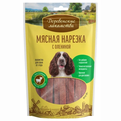 Деревенские лакомства 0,09кг мясная нарезка с олениной для собак (79208948)