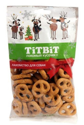 TiTBiT 0,1кг печенье мясной крендель для собак (Новогодняя коллекция)