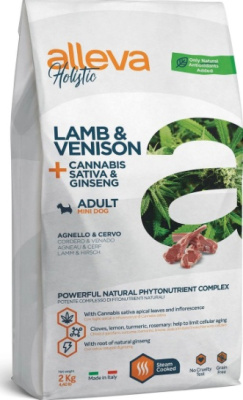 Alleva Holistic Dog Adult  2кг ягненок, оленина, конопля, женьшень сухой для собак мелких пород (Р00234)