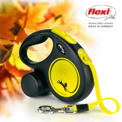 Рулетка (Flexi) New Neon М ремень 5м до 25кг желтый