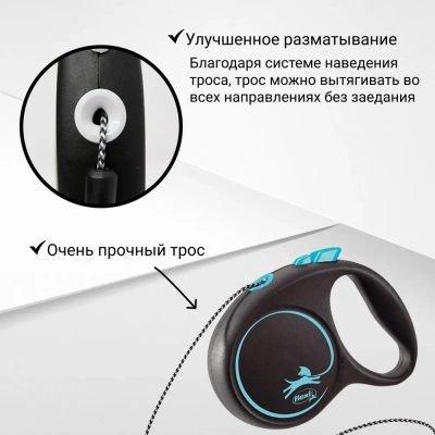Рулетка (Flexi) Black Design XS трос 3м до 8кг розовый