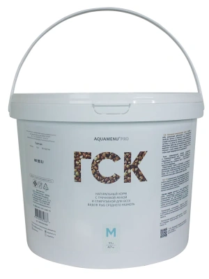 Аква Меню ГСК-M ежедневный корм с гречневой мукой и спирулиной для аквариумных рыб,  гранулы 1,5-2мм, ведро, 11л/4,7кг