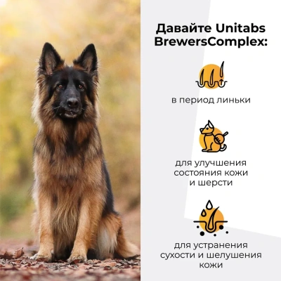 Юнитабс (Unitabs) Brewers Complex Q10 с пивными дрожжами для крупных собак 100таб./150г U202