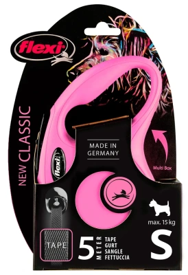 Рулетка Флекси Classic New S ремень 5м до 15кг розовый