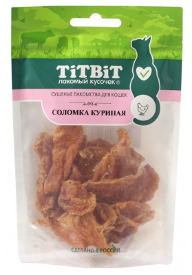TiTBiT 0,025кг соломка куриная для кошек (сушеная) 