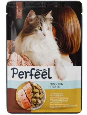 Perfeel 0,075кг лосось в соусе для кошек пауч Perfeel 0,075кг лосось в соусе для кошек пауч