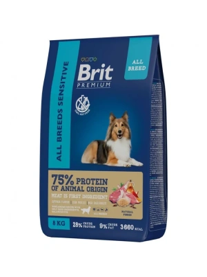 Brit Premium Dog 8кг Sensitive ягненок и индейка сухой корм для собак всех пород с чувствительным пищеварением (50048)
