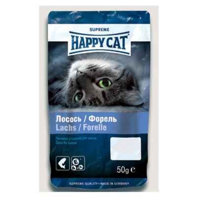 Хеппи Кет угощение лосось и форель д/кошек, 50г