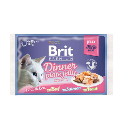 Brit Premium 4*0,085кг Кусочки в желе набор паучей для кошек (519392)