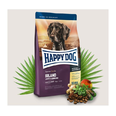 Happy Dog Supreme Sensible Ireland 12,5кг лосось кролик сухой для соб средних и крупных пород  улучш. сост. кожи и шерсти