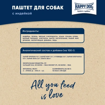 Happy Dog Natur Line 0,125кг индейка паштет для собак 