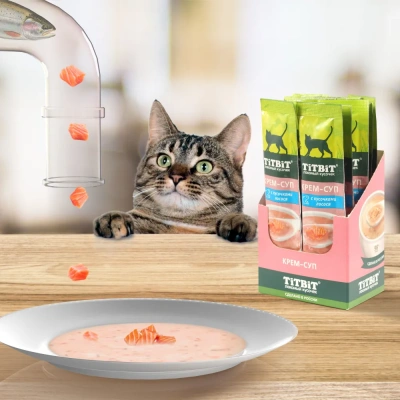 TiTBiT 0,01кг крем-суп для кошек с кусочками лосося