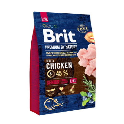 Brit Premium by Nature Dog Adult L 3кг курица и рис, сухой корм для крупных пород собак 1-7 лет (526444)