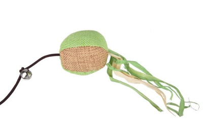 Дразнилка Wogy Мячик d=4.5см с кош.мятой, перьями l=10см и колокол.на палочке l=40см для кошек 