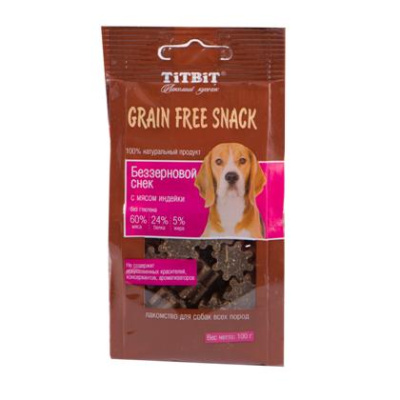ТитБит снеки Grain Free беззерновой с мясом индейки