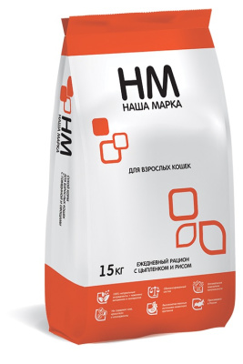 Наша Марка 15кг с цыпленком и рисом сухой корм для взрослых кошек (776220) NEW