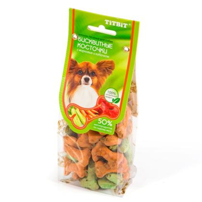ТитБит печенье Бисквитные косточки с морковью и кабачком, 100г