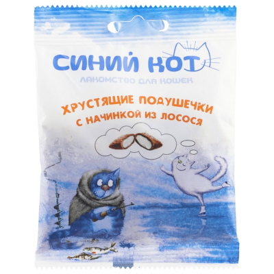 ТитБит хрустящие подушечки Синий кот д/кошек с начинкой из лосося 30 г