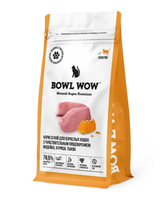 Bowl Wow 17кг индейка с курицей и тыквой сухой для кошек с чувствительным пищеварением (661306) (Только для заводчиков) Bowl Wow 17кг индейка с курицей и тыквой сухой для кошек с чувствительным пищеварением (661306) (Только для заводчиков)