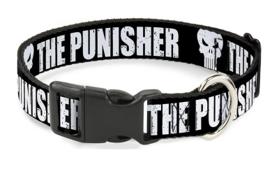 Ошейник (Buckle-Down) Каратель чёрный цвет с пластиковой застёжкой 23-38 см