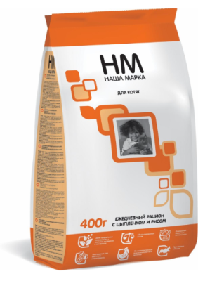 Наша Марка 0,4кг с цыпленком и рисом сухой корм для котят (776107) NEW