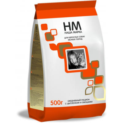 Наша марка 0,5кг цыпленок+овощи сухой корм для собак мелких пород