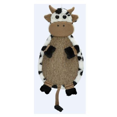 Когтеточка Зооник Коровка подвесная ковролин + мех 53х29см