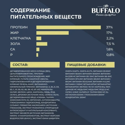 Баффало Mr.Buffalo Kitten 1,8кг с курицей сухой корм для котят В102 (078717)