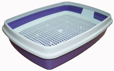 Туалет (Сибирская кошка) Мяус с сеткой высокие ножки и бортиком (40*30*9), фиолетовый