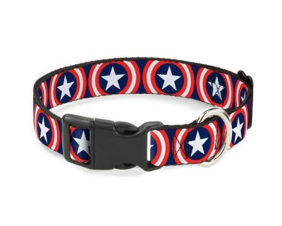 Ошейник Buckle-Down Капитан Америка синий цвет с пластиковой застёжкой 38-66 см