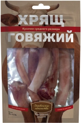 Деревенские лакомства 0,075кг хрящ говяжий средний размер для собак (72500040)