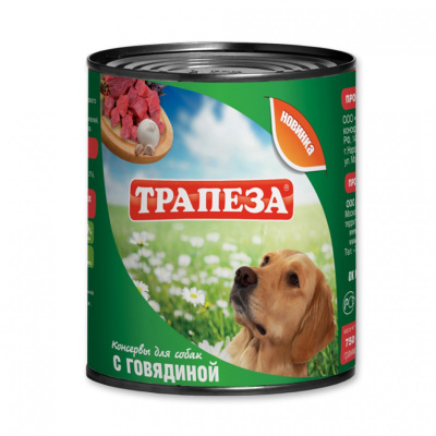 ТРАПЕЗА консервы д/собак с говядиной 9/750г