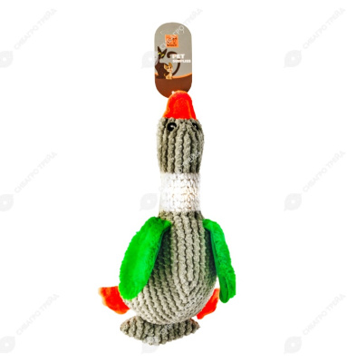 Игрушка Wogy пищалка  Утка 32х18х11см, крылья шуршат, мягкая для собак микс