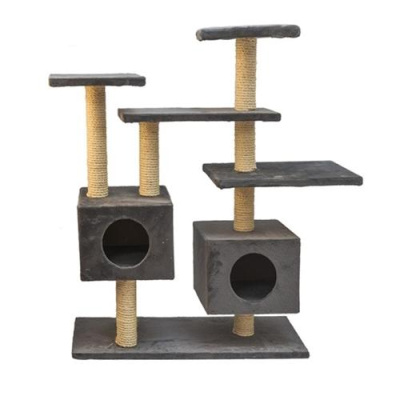 Комплекс (Дарэлл) СМАРТ многоур., с двумя квадратными домиками, сизаль, мех Plush (870х305хh950)