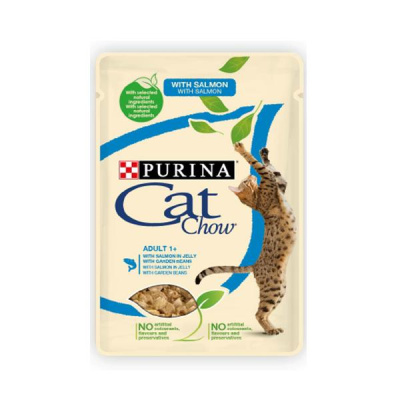 Кэт Чау (Cat Chow) Adult 85г лосось + зеленая фасоль в желе д/кошек (232104)