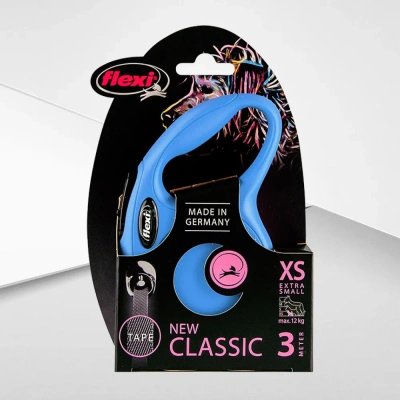 Рулетка (Flexi) Classic XS ремень 3м до 12кг синий