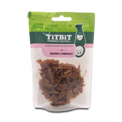 ТитБит вяленые лакомства Вымя говяжье д/кошек, 50г