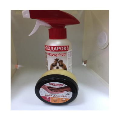 Mr.Bruno VIP: сухой шампунь для всех типов  шерсти 200мл + воск для лап 100 ПРОМО