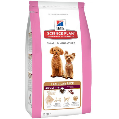 Hill's Dog  small mini 1.5  ягненок и рис сухой для миниатюрных собак (604732)
