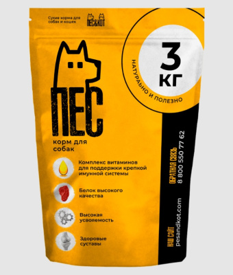 Пёс&Кот  3кг сухой для взрослых собак с чувствительным пищеварением (167197)