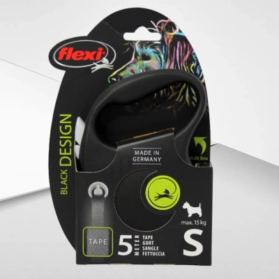 Рулетка Флекси Black Design М ремень 5м до 25кг серебро