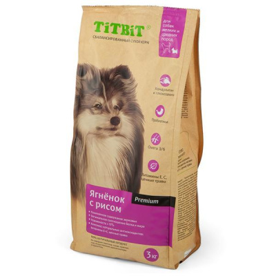TiTBiT 3кг ягненок с рисом сухой для собак мелких и средних пород