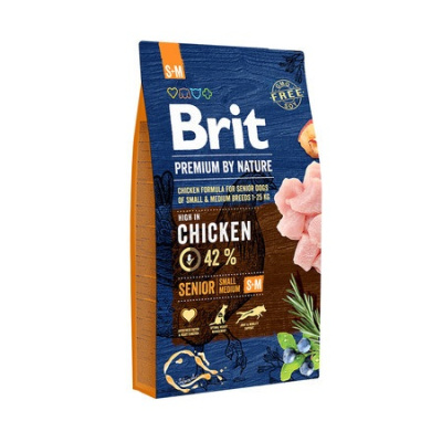 Brit Premium by Nature Dog Senior S+M 8кг сухой для пожилых собак мелких и средних пород (526406)