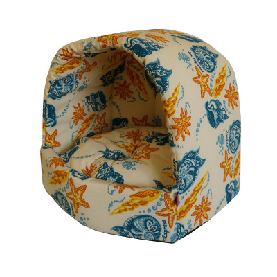 Лежанка (ZooExpress) домик Эстрада "Ривьера" поплин №1 35*31*31см бежевый