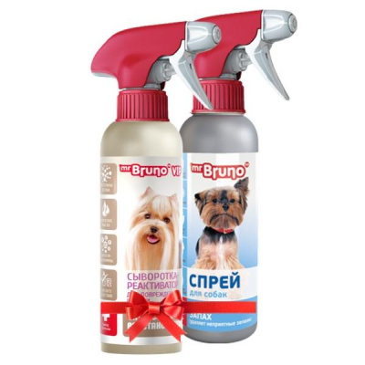 Mr.Bruno VIP: спрей сывор.-реакт."Интен. восст-е" д/повр.шер.собак, 200мл+нейтр-р запаха, 200 ПРОМО